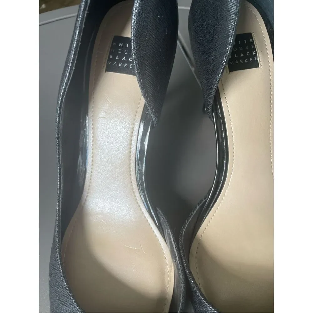 White House  Black Market Ella Lizard Embossed D’orsay Pumps / Black/Size 9M - Picture 12 of 15
